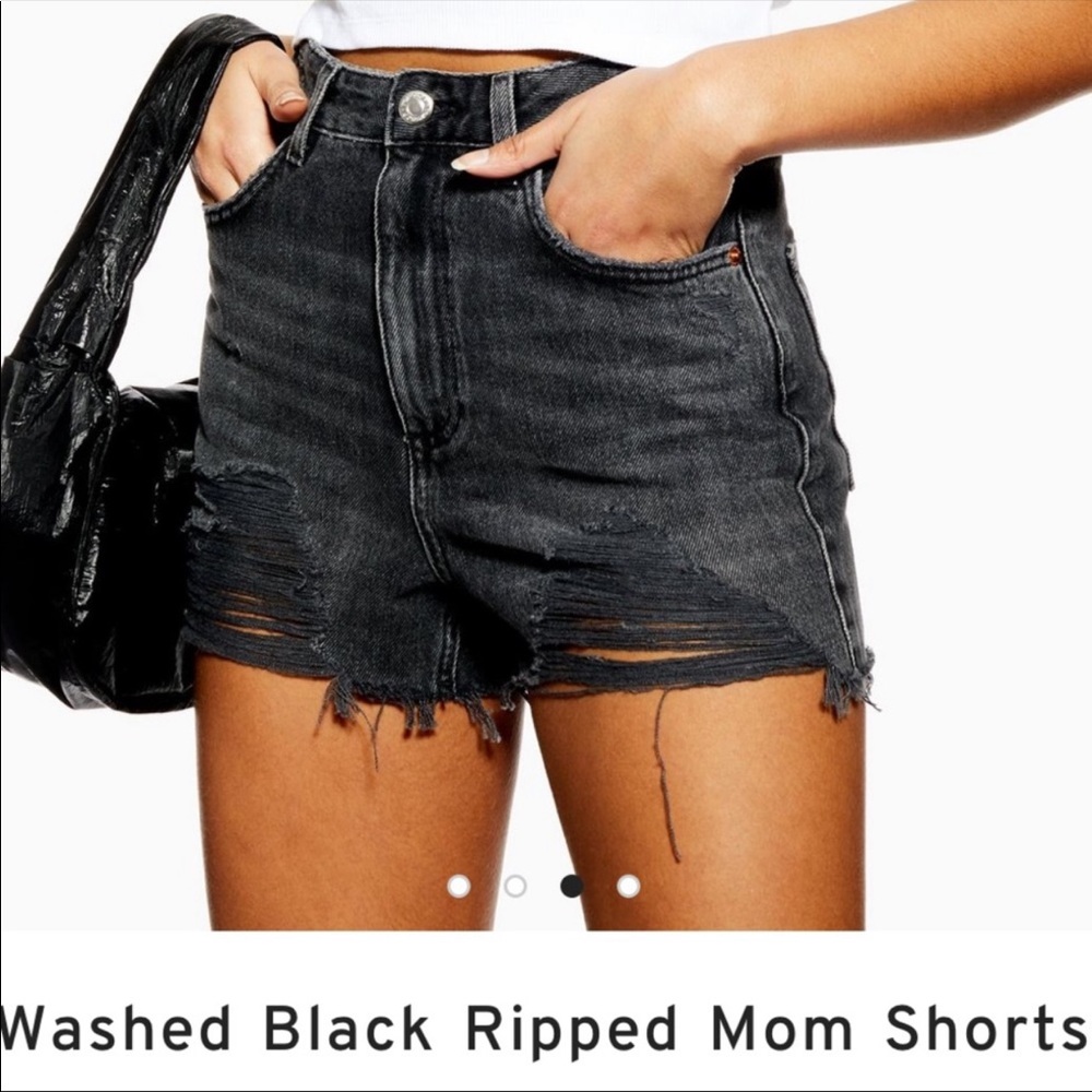 Black Ripped Mom Shorts